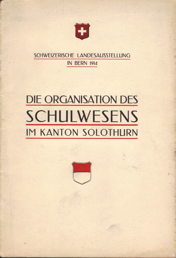 <p>Die Organisation des Schulwesens im Kanton Solothurn , Schweizerische Landesaustellung in Bern 1914 , 30 Seiten + 4 Tafeln , Büchlein guter Zustand</p>